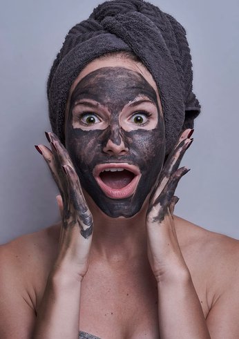 Woman Portrait Facemask Scared